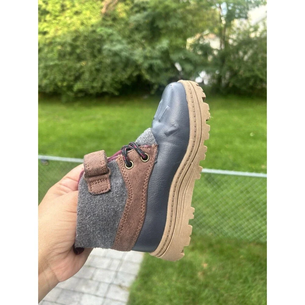 Carter's Kids US 10M EU 27 Gray Brown Blue Ankle Boots Hook & Loop